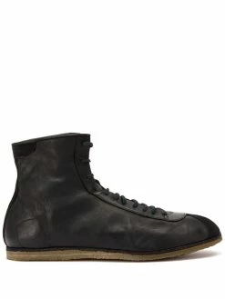 Guidi bottines lacées à empiècements en daim