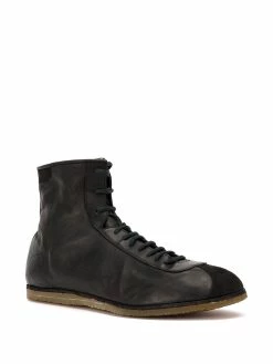 Guidi bottines lacées à empiècements en daim