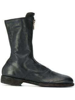 Guidi bottes en cuir à fermeture zippée
