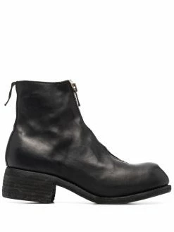 Guidi bottines en cuir à fermeture zippée