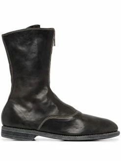 Guidi bottines en cuir à fermeture zippée