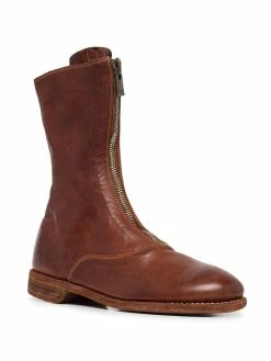 Guidi bottines en cuir à fermeture zippée