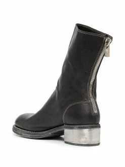 Guidi bottines en cuir à fermeture zippée
