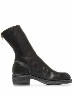 Guidi bottines en cuir à fermeture zippée