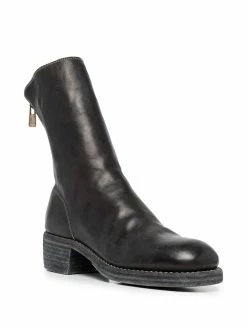Guidi bottines en cuir à fermeture zippée