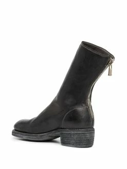Guidi bottines en cuir à fermeture zippée